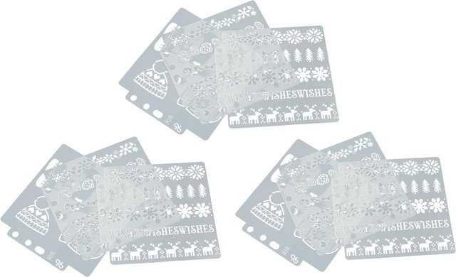 9 Stück GoolRC Malvorlagen Schablonen aus PET im Weihnachts-Stil, wiederverwendbare Kopier-Zeichnungs-Schablonenbretter in Weiß und Transparent - Bild 1
