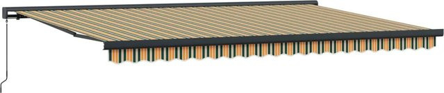 vidaXL Einziehbare Markise Grün-Gelb aus Polyester und Metall B/H: 500 x 300 cm - Bild 1