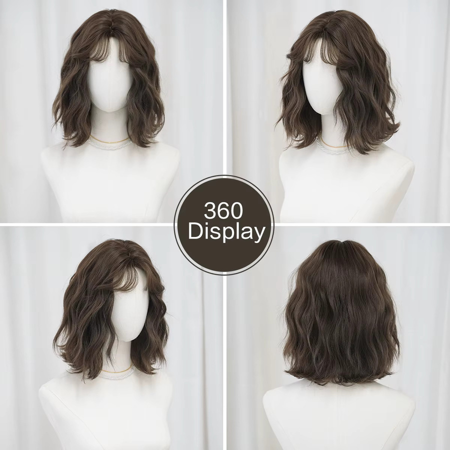 7JHH WIGS Wasserwellen-Perücke, Kurze Perücke, Kühles Braun, Damen - Bild 3