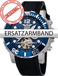 Perigaum Uhrenarmband Silikon, schwarz, silberne Schliesse, 24 mm - Bild 1