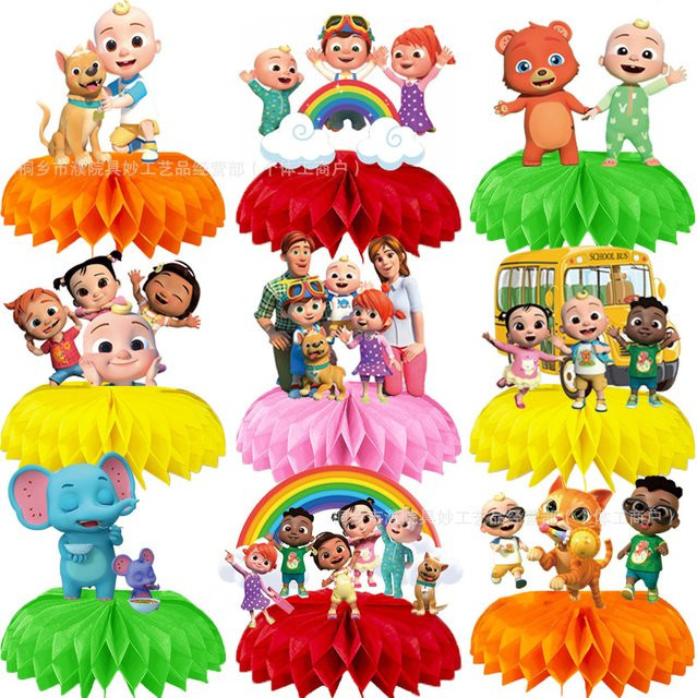 Cocomelon Waben-Papierdekoration für den Tisch als 3D Geburtstag Party-Deko für Kinder, Multicolor - Bild 1