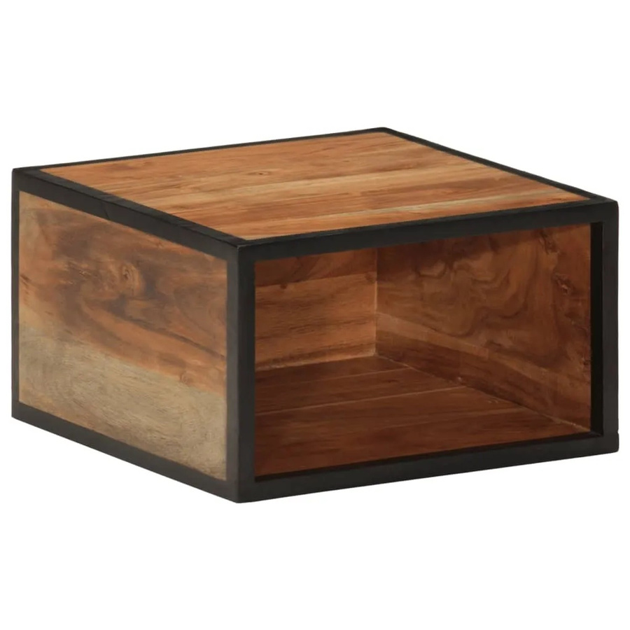 vidaXL Wand-Nachttisch aus Massivholz Akazie und Eisen, B/T/H: 35 x 35 x 20 cm, Braun/Schwarz - Bild 2