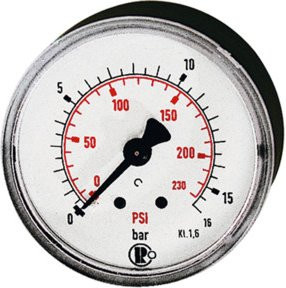 Riegler Standardmano Druckmesser aus Kunststoff in Weiß, G 1/4 hinten, 0 - 25,0 bar/360 psi, Ø 50 mm - Bild 1