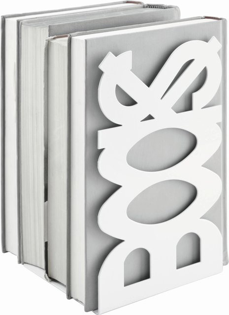 Mömax Buchstütze Word aus Metall in Weiß, modern und rechteckig, B/T/H: 21,0 x 11,0 x 12,0 cm - Bild 1