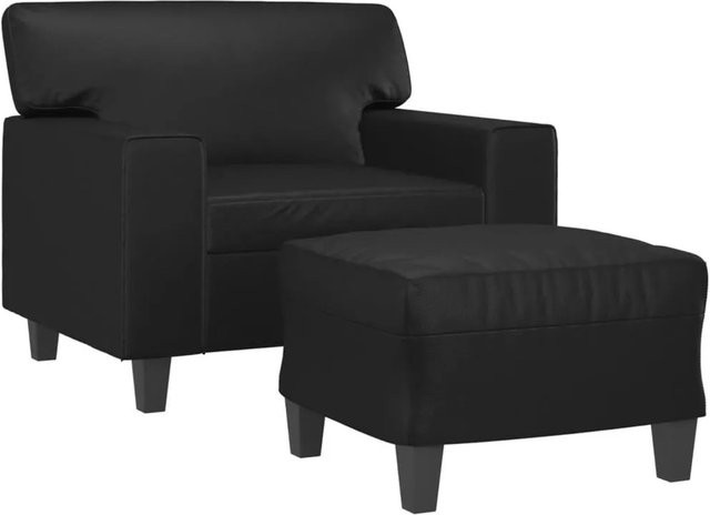 vidaXL Sessel mit Hocker in Schwarz aus Kunstleder für das Wohnzimmer - Bild 1