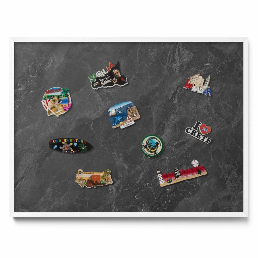 Tulup Magnettafel aus Metall mit Motiv Dunkle Steinstruktur in Weiß und Grau, B: 80 cm, H: 60 cm - Bild 2