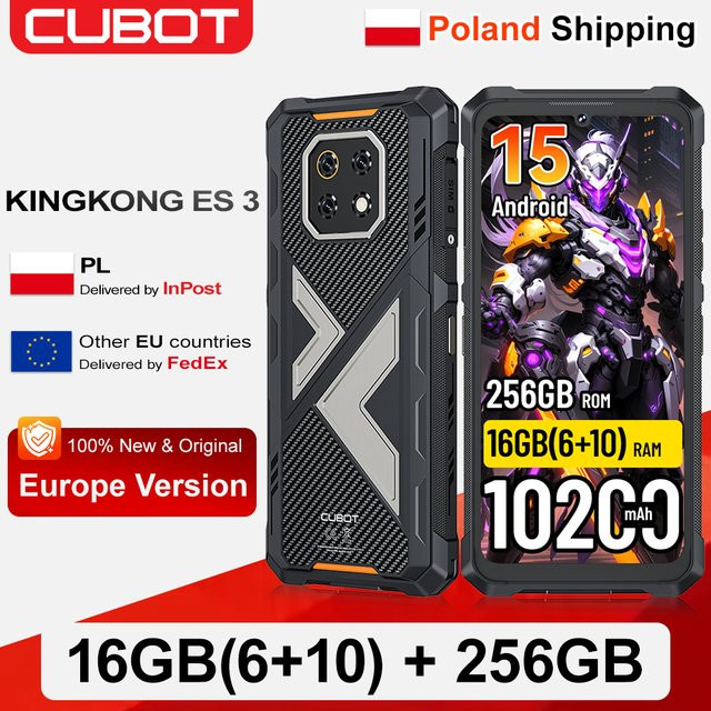 Cubot KingKong ES 3 Robustes Smartphone mit Android 15, 10200mAh Akku, 16GB RAM, 256GB Speicher, 6,745 Zoll Display, 4G LTE und NFC in Schwarz oder Grau - Bild 1