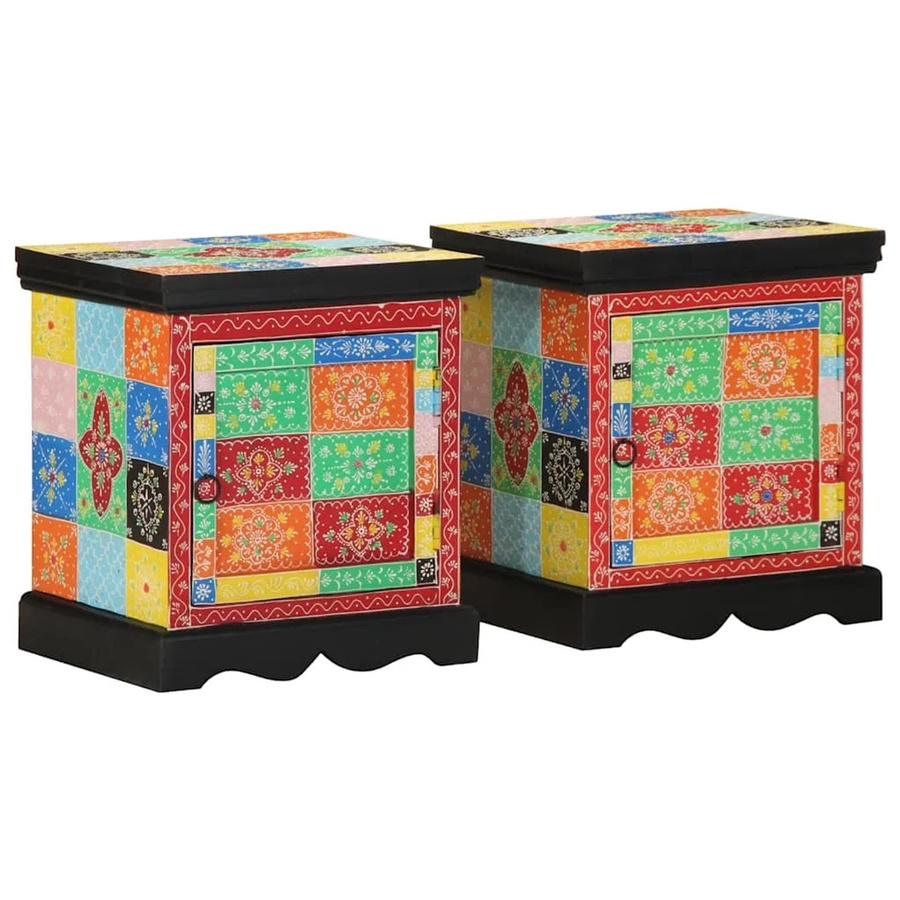 vidaXL Nachttisch Set aus 2 Stück aus Mango-Massivholz in Mehrfarbig, B/T/H: 40 x 35 x 45 cm - Bild 2
