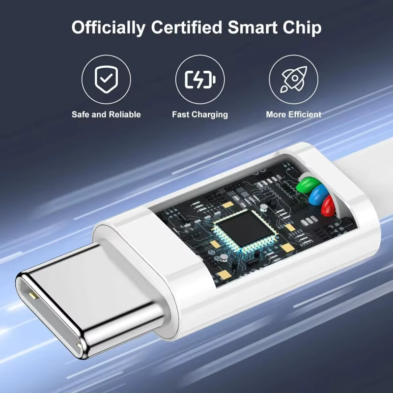 3er-Set USB-C auf USB-C Schnellladekabel mit 100W Leistung in Weiß für iPhone 16 15, Samsung, Xiaomi und Huawei - Bild 2