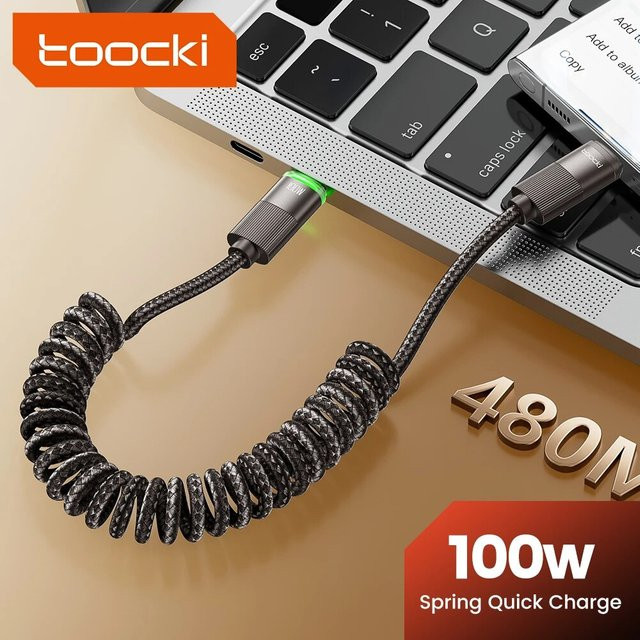 Toocki PD100W USB-C auf USB-C Kabel 5A Schnellladekabel in Schwarz - Bild 1