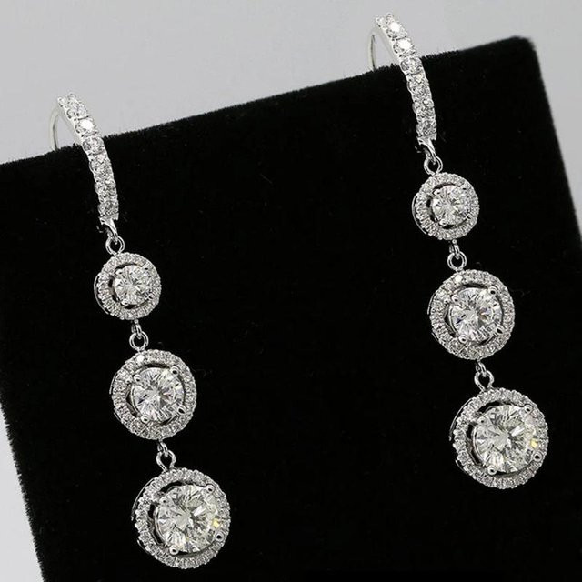 YIRAN Jewelry Hängeohrringe, Kupfer, Zirkonia, Weiß, Damen - Bild 1