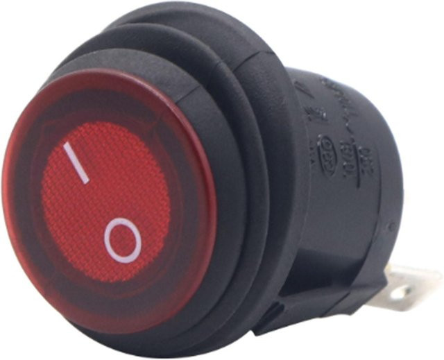 Koogeelife 5er Set Runder Wippschalter 12VDC 3-polig mit roter LED-Kappe in Schwarz für Auto, Boot und LKW, Durchmesser: 20 mm - Bild 1