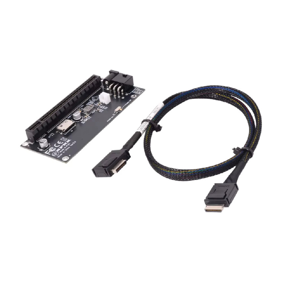 ADT-Link Oculink SFF-8612 zu PCIe X4 X16 Slot Adapterkarte mit SFF-8611 4i Kabel in Schwarz für PC Mainboard und Grafikkarte - Bild 2