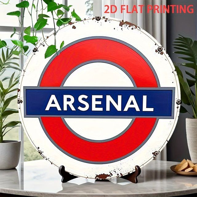 Modernes minimalistisches Blechschild Potdemiel Arsenal London Underground Symbol Design, Durchmesser: 20,32 cm - Bild 1