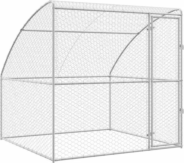 vidaXL Hundekäfig mit Stauraum aus verzinktem Stahl in Silber, B/T/H: 200 x 200 x 200 cm - Bild 1