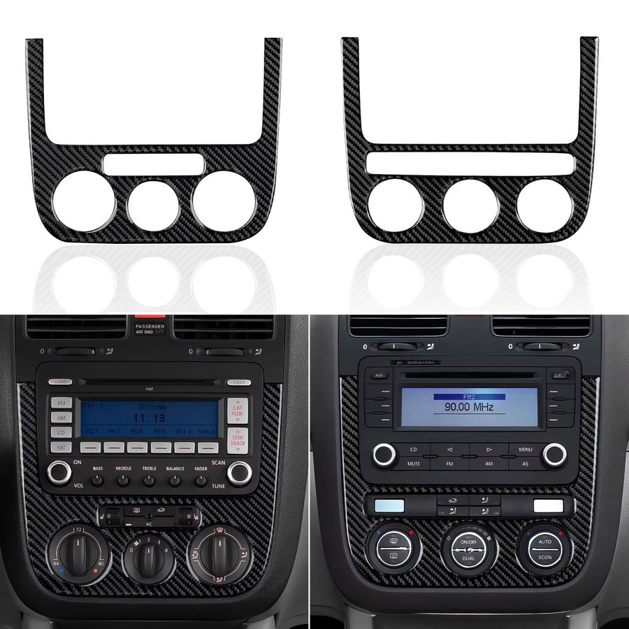 HENGYUESHANG Carbon Faser Trim Aufkleber für VW Jetta V Golf V MK5 R32 GTI Plus Variante, Mittelkonsole Schalthebel Panel und Seiten Luftauslass, Schwarz - Bild 4