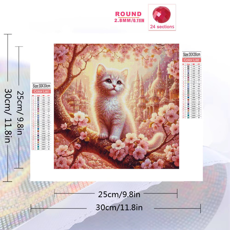 EverShine Diamantmalerei Katze und Blumen DIY Stickerei als Wandkunst in Multicolour, B/B/H: 20 x 20 x 20 cm - Bild 2