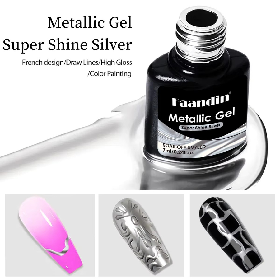 Faandin Nagellack, Metallic Silber, 24oz - Bild 4