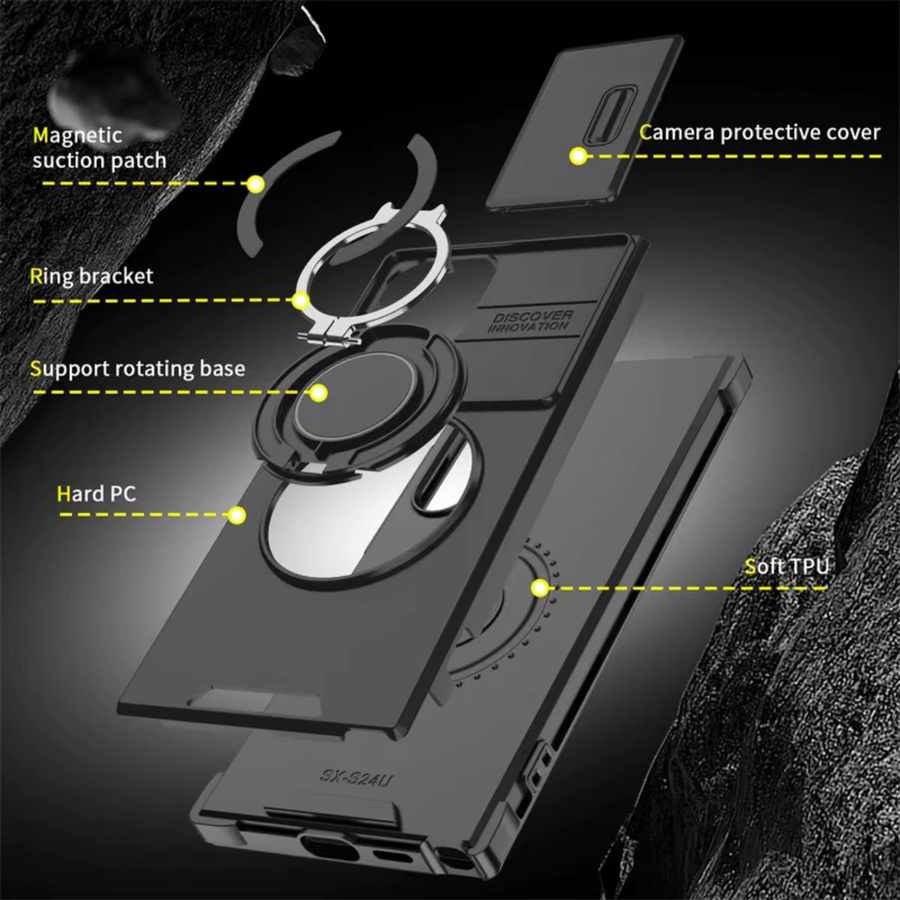 Magnetische Panzer-Handyhülle mit Ringhalter für Samsung Galaxy S26 Ultra S25 Edge S24 S23 Plus S22 S21 S20 FE A57 A37 A17 A07 A56 A36 in Schwarz und Rot - Bild 4