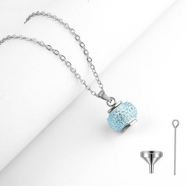Urnen-Halskette Edelstahl, blauer Kreis des Lebens, Silber, Unisex - Bild 1