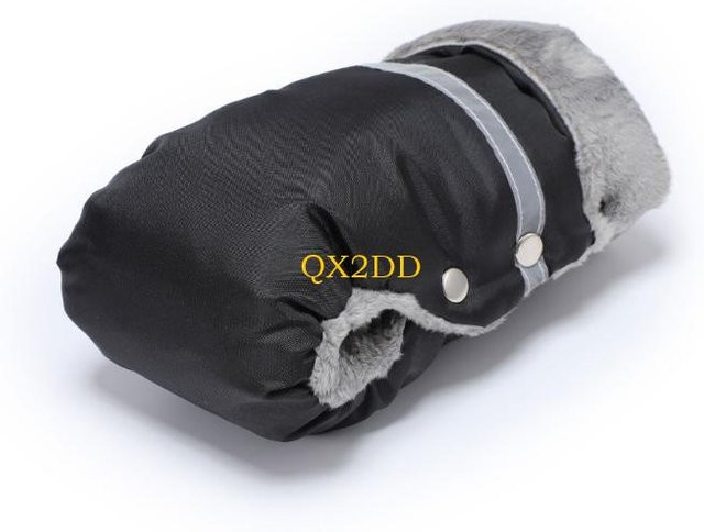QX2D Winddichter Kinderwagen-Handwärmer mit Babywagen-Fäustlingen aus Fleece und Baumwolle in Schwarz - Bild 1