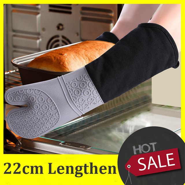 Venlohome Hitzebeständige Baumwoll-Silikon-Handschuhe in Bonbonfarben und Schwarz als rutschfeste Topflappen für die Küche und zum Backen in der Mikrowelle - Bild 1