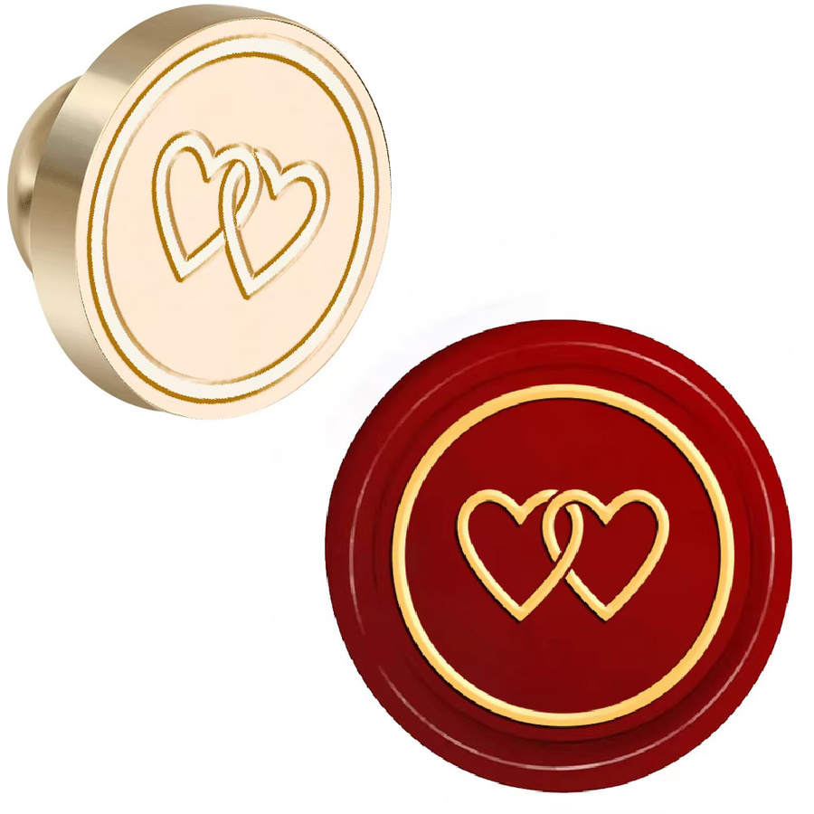 Valentinstag-Kollektion Wachsstempel mit abnehmbarem Messingkopf in Gold und Holzgriff zum Dekorieren von Karten, Hochzeitseinladungen und Geschenken - Bild 2