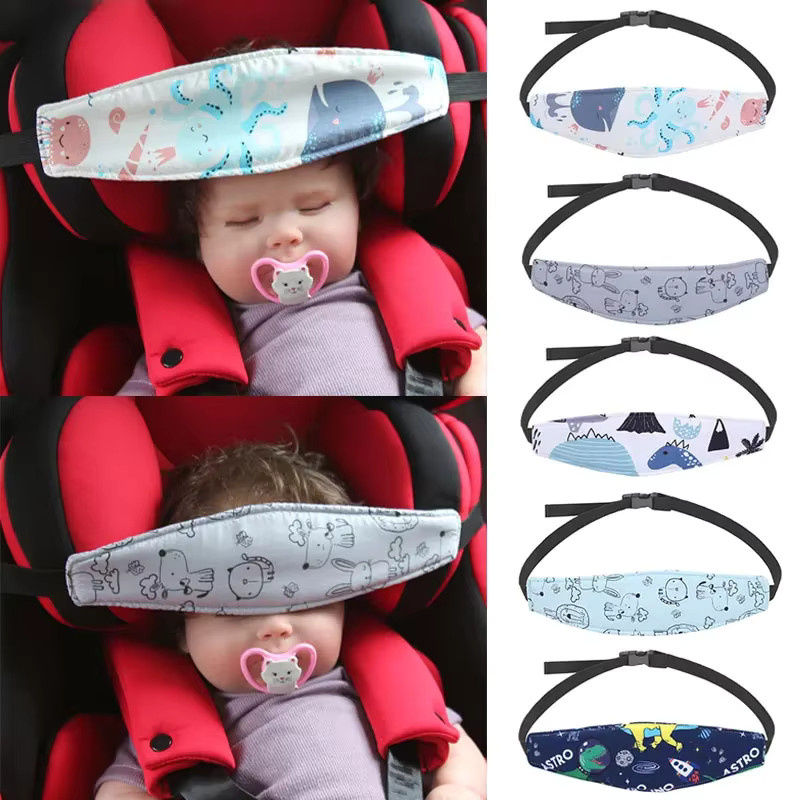 Baby-Autositz-Kopfstütze und Sicherheitskissen in Blau als verstellbarer Schlafpositionierer für Säuglinge und Kinder - Bild 2