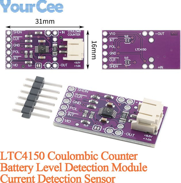 LTC4150 Coulombischer Zähler zur Batterie-Level-Erkennung und Strommessung Sensor Modul 3,3/5V in Lila - Bild 1