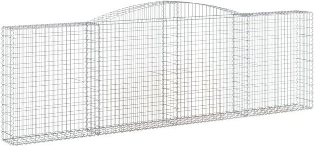vidaXL Gabionen mit Hochbogen Set aus verzinktem Eisen in Silber, 15 Stück, B/T/H: 400 x 30 x 120/140 cm - Bild 1