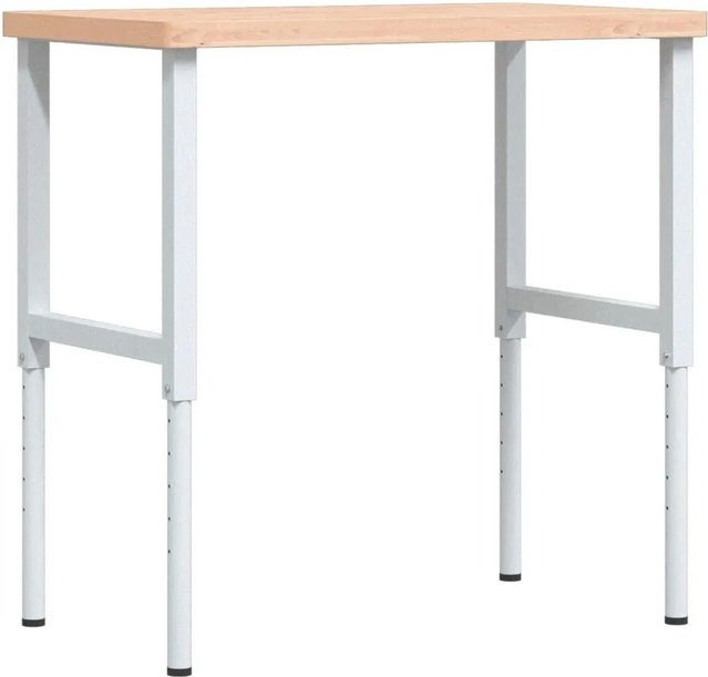vidaXL Werkbank aus massivem Buchenholz und pulverbeschichtetem Metall, B/T/H: 100 x 60 x 73-99,5 cm - Bild 1