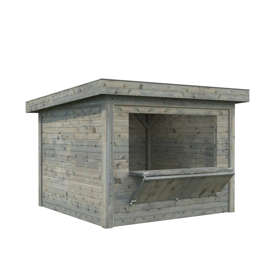 Marktstand PALMAKO Lenna Set 304 aus Fichtenholz, Grau, Pultdach, B: 300 cm, T: 300 cm, H: 245 cm - Bild 2