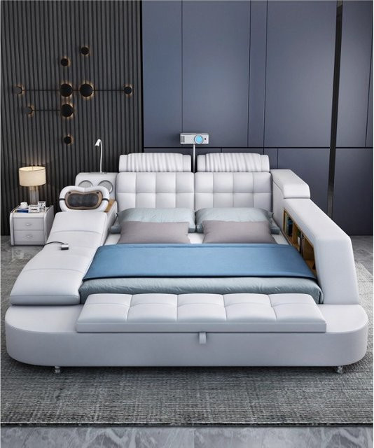 MODX Smart-Bett elektrisch verstellbar mit Massagefunktion und Schubladen in Weiß, B/T: 150 x 200 cm - Bild 1