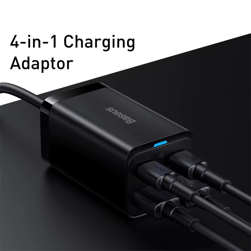 Baseus GaN3 Desktop-Ladegerät 65W Schnellladegerät mit USB-C für iPhone, MacBook und Laptop, Schwarz - Bild 3
