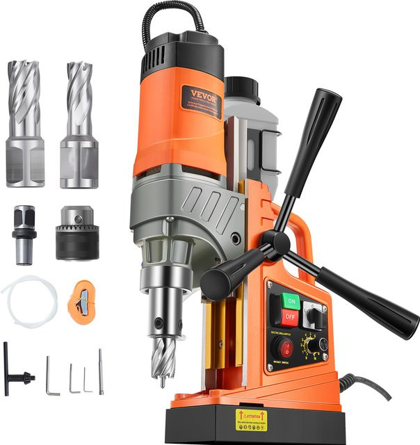 SucceBuy Magnetbohrer mit 1450 W Motor, tragbare elektrische Magnetbohrmaschine in Orange mit variabler Geschwindigkeit - Bild 1