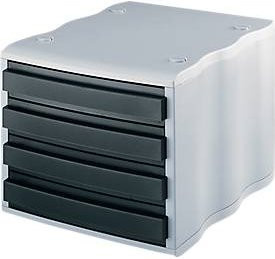 styro Schubladenbox wave mit 4 Schüben aus Polystyrol in Grau/Schwarz - Bild 1