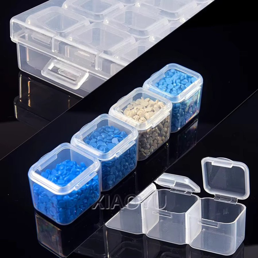 QIZITENG Aufbewahrungsbox aus Kunststoff mit 28 oder 56 Fächern in Transparent für Diamantmalerei Zubehör und Schmuck - Bild 2