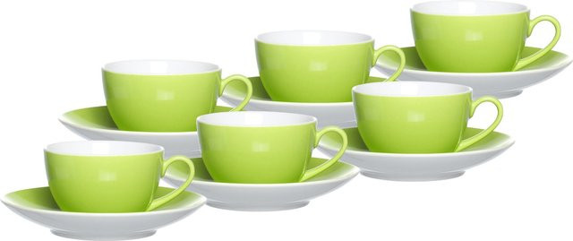 Ritzenhoff & Breker Kaffeetassen mit Untertassen Doppio 200 ml 6er Set in Grün - Bild 1