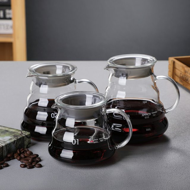 YWDL Kaffekaraffe aus Klarglas mit Deckel für Espresso und Kaffeemaschinen, transparent - Bild 1