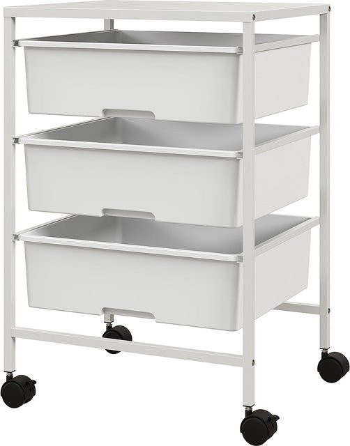 HOMCOM Servierwagen mit 3 Etagen und Griffen in Weiß für Küche und Wohnzimmer, B/T/H: 40,8 x 33,5 x 60,5 cm - Bild 1