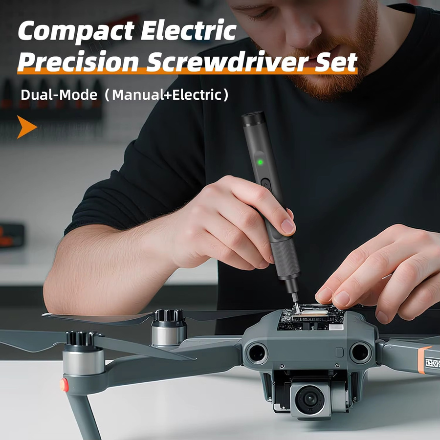 CREATIONSPACE 24-in-1 Mini-Elektroschrauber-Set mit 3,7 V Akku, wiederaufladbar via USB-C, Schwarz - Bild 2