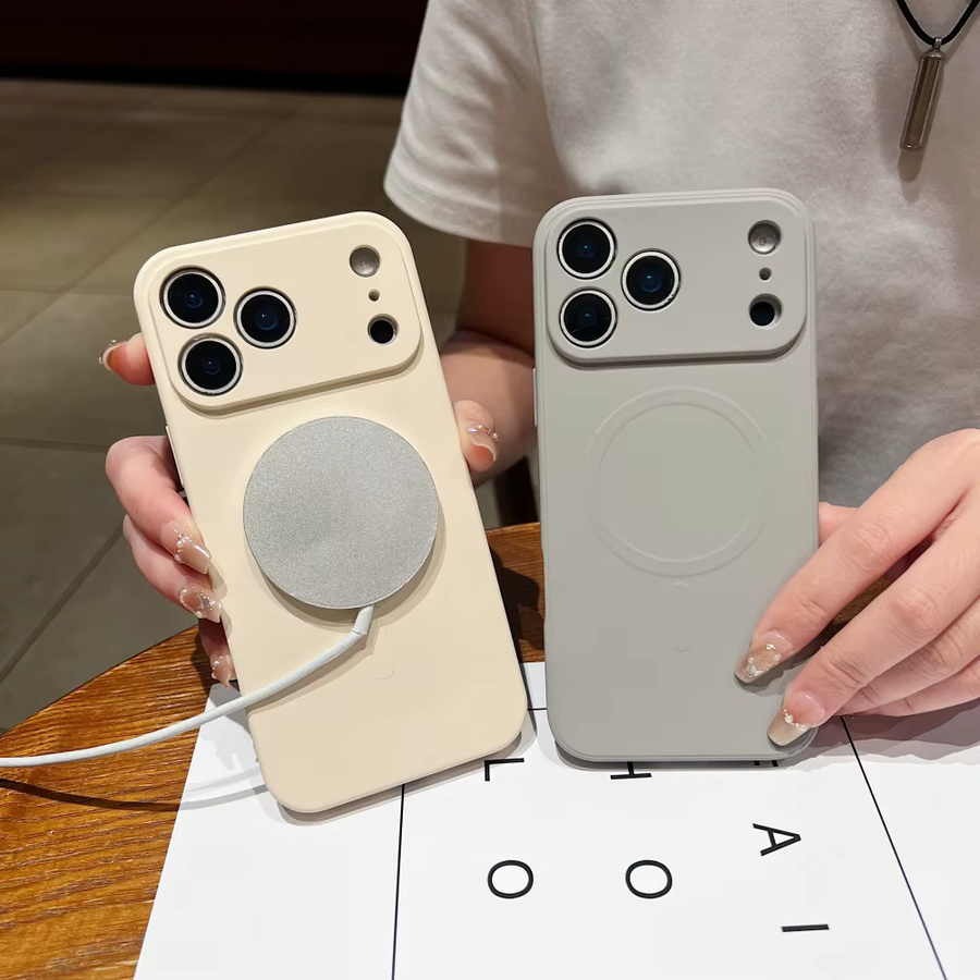 Original MagSafe Wireless-Ladehülle für Apple iPhone 17 Pro Max, Air 16, 17, E, 15, 14, 13 aus Flüssigsilikon in Beige und Multicolour mit Anti-Sturz-Schutz - Bild 2