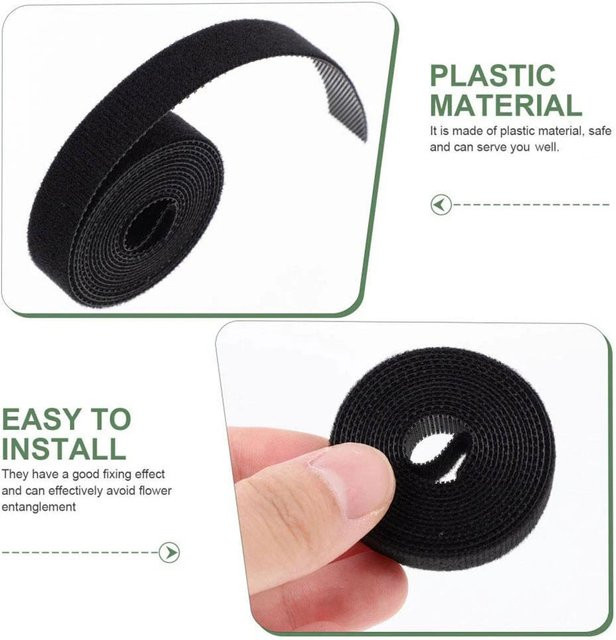 KITPIPI Nylon-Kabelbinder mit Hakenschlaufe, wiederverwendbares Klettband zur Kabelorganisation, Schwarz, Länge: 5 m - Bild 1