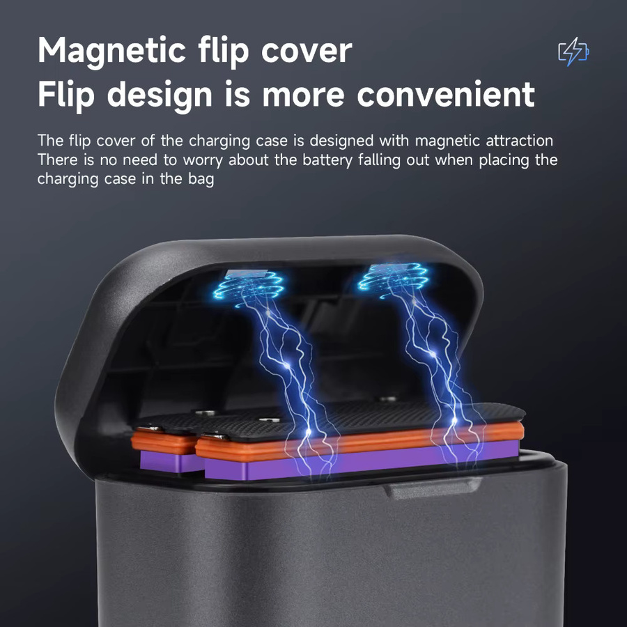 PALO Akku Set für Insta360 X3 Action-Kamera mit 2300-mAh-Akku und 2-Slot-LED-Schnellladegerät in Schwarz - Bild 2
