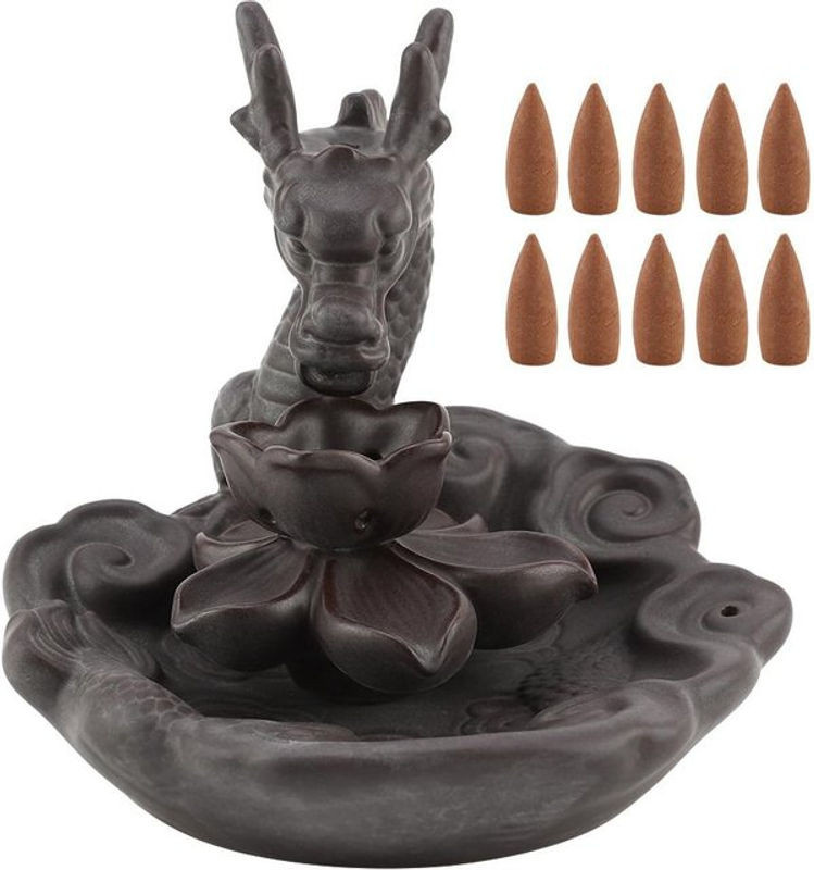 CosyHome Keramischer Rückfluss-Räucherer in Schwarz mit orientalischem Design - Bild 1
