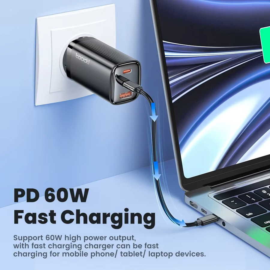 Toocki 5 in 1 USB-C Ladekoffer Set mit 60W PD USB-C auf USB-C Kabel und Adapter für iPhone 15 Pro Max, Samsung S23 und Xiaomi in Schwarz oder Weiß - Bild 2