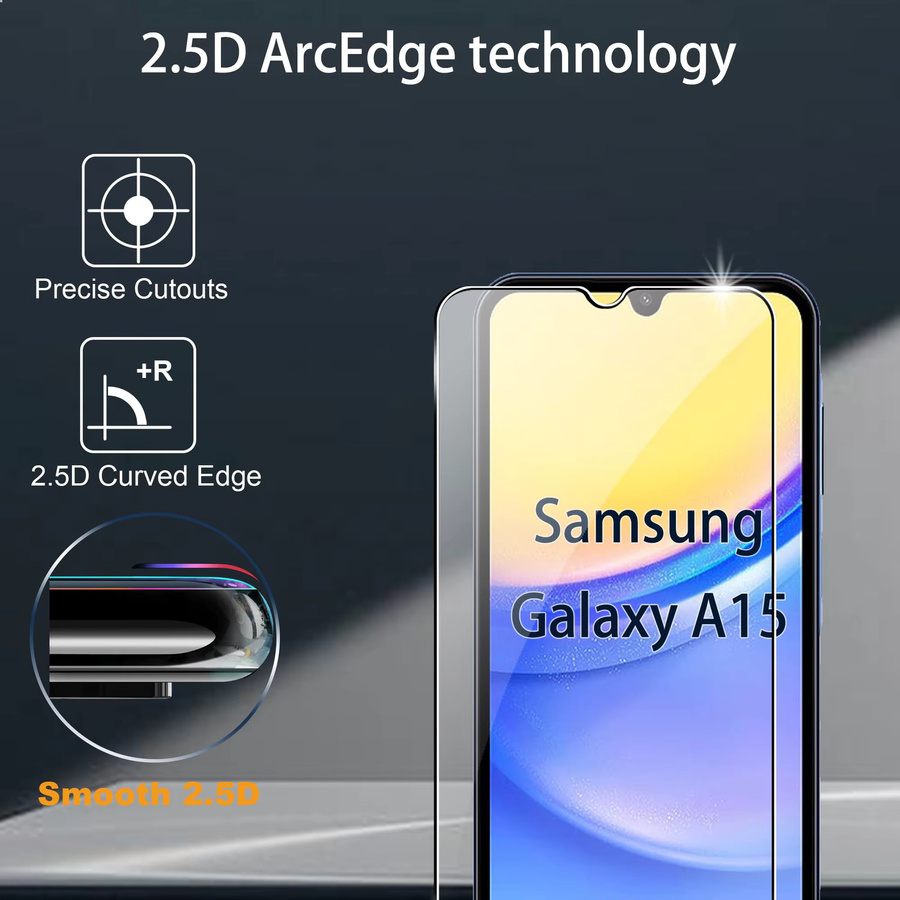 Samsung Displayschutzfolie aus gehärtetem Glas für Galaxy A15 und Galaxy A16 (4G/5G), transparent, HD 9H, kratzfest - Bild 4