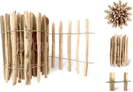 Floranica Staketenzaun Palisadenzaun aus Holz in Braun, Höhe: 80 cm, Länge: 500 cm - Bild 1