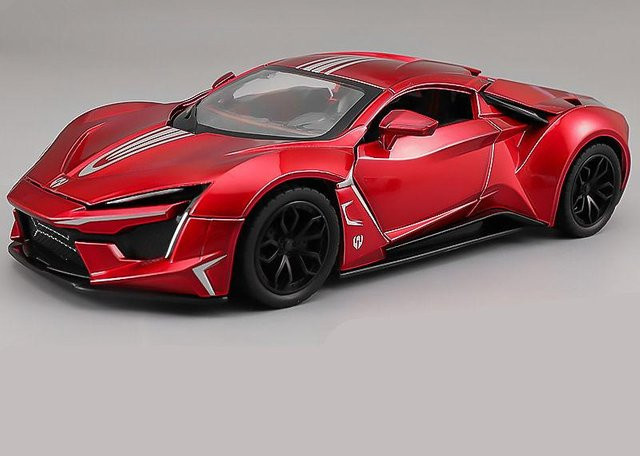 Linyi toy car Lykan Hypersport Sportwagen Modell, 1:24, Metall, mit Licht und Ton, rot - Bild 1