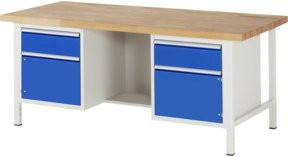 Rau Werkbank höhenverstellbar 8551A2 mit 2 Schubladen und 2 Türen, Farbe: Multicolour, B/T/H: 200 x 90 x 84-104 cm - Bild 1